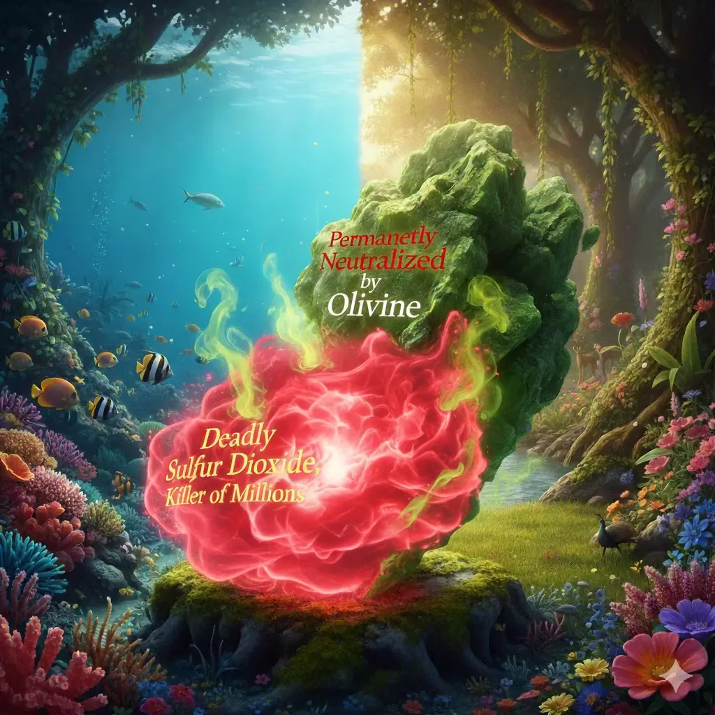 Deadly Sulfur Dioxide, Killer of Millions, Permanently Neutralized by Olivine